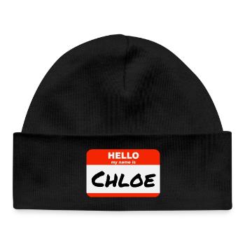 Bonjour, je m’appelle Chloé Étiquette Nom Tag - Bonnet bébé bio - noir - Devant
