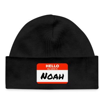 Bonjour, je m’appelle Noah Étiquette Nom Tag - Bonnet bébé bio - noir - Devant