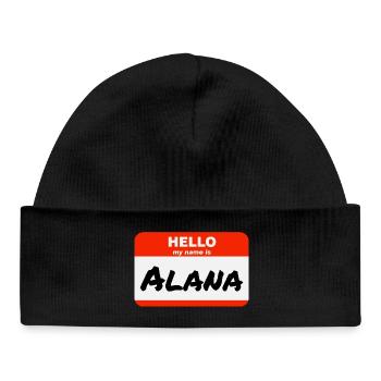 Bonjour, je m’appelle Alana Étiquette Nom Étiquette - Bonnet bébé bio - noir - Devant