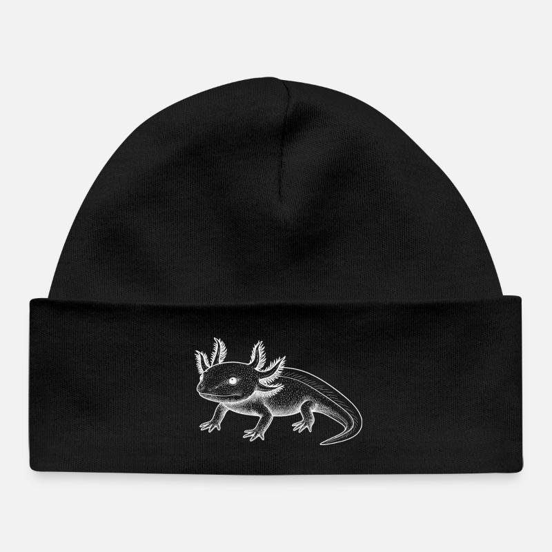 Style de ligne axolotl – Blanc - Bonnet bébé bio - noir