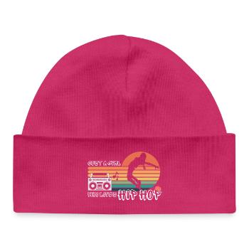 Girl loves hip hop retro rap streetwear - Baby Organic Beanie - hot pink - Front