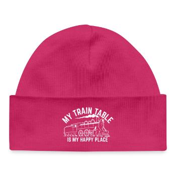 Réseau ferroviaire miniature de locomotives - Bonnet bébé bio - hot pink - Devant