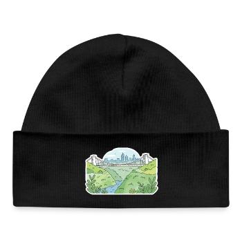 Bristol Clifton Suspension Bridge Skyline Art - Baby Organic Beanie - black - Front