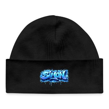 Graffiti SIMON Name Gift Ideal Printable - Baby Organic Beanie - black - Front