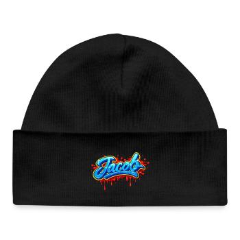 GRAFFITI NAME JACOB FOR PERFECT GIFT PRINTABLE - Baby Organic Beanie - black - Front