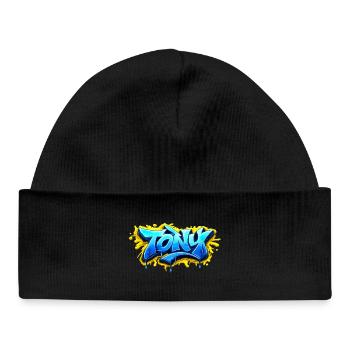 GRAFFITI NAME TONY FOR PERFECT GIFT PRINTABLE - Baby Organic Beanie - black - Front