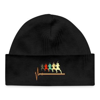 Samurai Heartbeat Warrior Bushido Silhouette - Baby Organic Beanie - black - Front