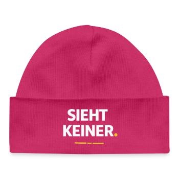 Sieht keiner. – Lustiges Handwerker Shirt - Baby Organic Mütze - hot Pink - Vorne