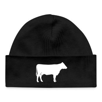 Veteur de nettoyage de la ferme Cow Silhouette - Bonnet bébé bio - noir - Devant