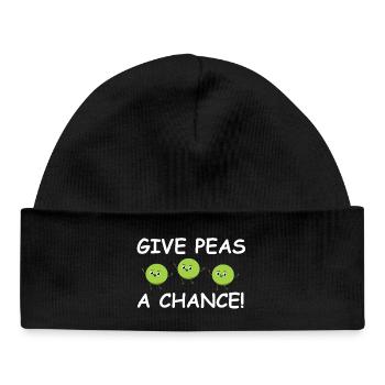 Give Peas a Chance – Happy Peas - Baby Organic Beanie - black - Front