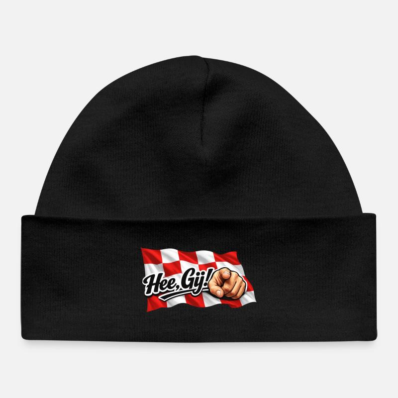 Hey Thou, Brabant flag with text and hand - Baby Organic Beanie - black