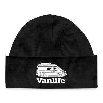 Vanlife Silhouette Minimalist Black Shirt - Baby Organic Mütze - Schwarz - Vorne