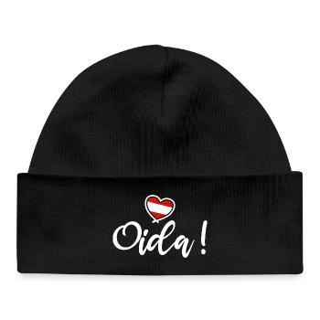 Oida! Österreich Herz I love Austria Dialekt Munda - Baby Organic Mütze - Schwarz - Vorne