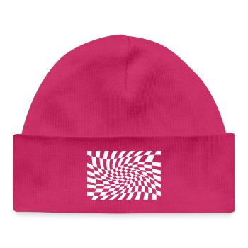 Optical Checker Swirl - Baby Organic Beanie - hot pink - Front