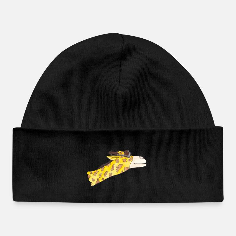 Giraffe in the wind - Baby Organic Beanie - black