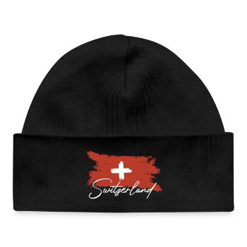 Drapeau suisse - Bonnet bébé bio - noir - Devant