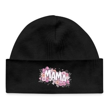 MAMA Fleurs Pastels et Nœuds Roses | Style Chic - Bonnet bébé bio - noir - Devant
