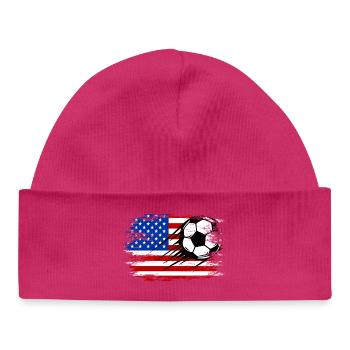Football drapeau américain utilisé - Bonnet bébé bio - hot pink - Devant