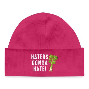 Haters Gonna Hate Celery Cartoon - Baby Organic Beanie - hot pink - Front