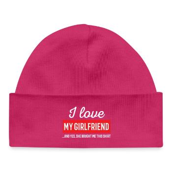 J'aime ma copine - Bonnet bébé bio - hot pink - Devant