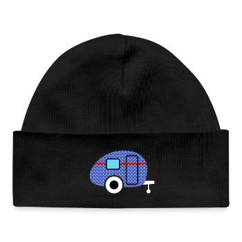 Caravane Tricot Motif Caravane Camping Hiver - Bonnet bébé bio - noir - Devant