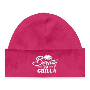 Né pour les grillades avec un couteau et une fourchette - Bonnet bébé bio - hot pink - Devant