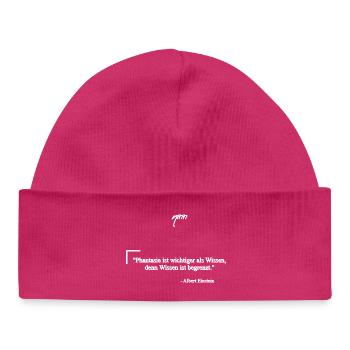 Zitat von Albert E. - Phantasie & Wissen - Baby Organic Mütze - hot Pink - Vorne