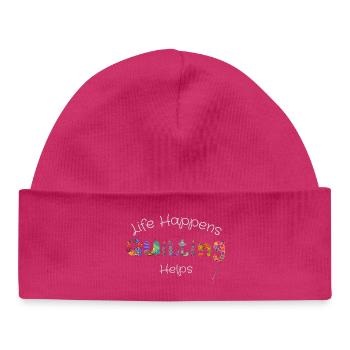 Life Happens Quilting Helps - Crafting T-Shirt - Baby Organic Beanie - hot pink - Front