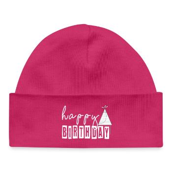 Conception d’anniversaire bohème avec tipi - Bonnet bébé bio - hot pink - Devant