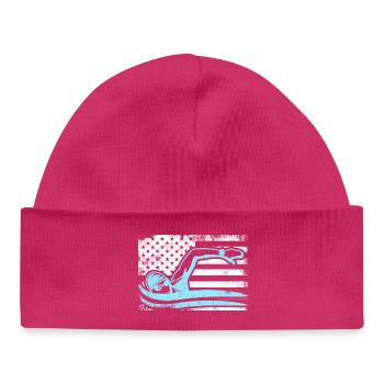 Patriotic swimmer - Baby Organic Beanie - hot pink - Front