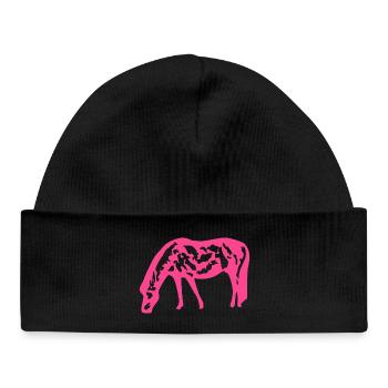 Pferd rosa pink - Baby Organic Mütze - Schwarz - Vorne
