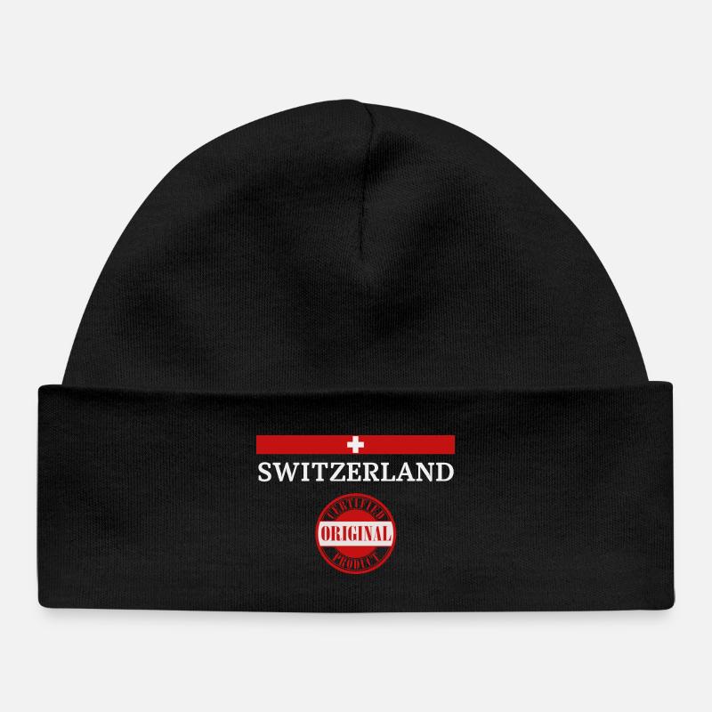 Drapeau de la Suisse, fierté suisse - Bonnet bébé bio - noir