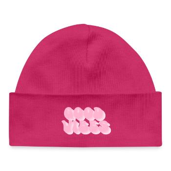 Positive Vibes – Retro Bubble Font - Baby Organic Beanie - hot pink - Front