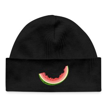 bitten watermelon as a funny summer motif - Baby Organic Beanie - black - Front