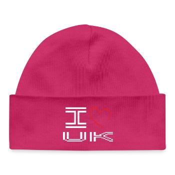 Pixelated Heart Love Design - Baby Organic Beanie - hot pink - Front