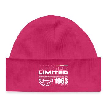 Né(e) en 1963 Date de naissance 1963 - 62 ans Rétro - Bonnet bébé bio - hot pink - Devant
