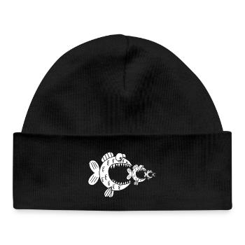 Poissons blancs et chaine alimentaire - Bonnet bébé bio - noir - Devant