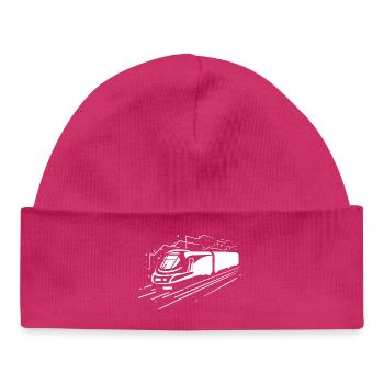 Train de dessin animé - Bonnet bébé bio - hot pink - Devant