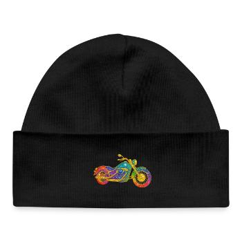 Glittering rainbow motorcycle - Baby Organic Beanie - black - Front