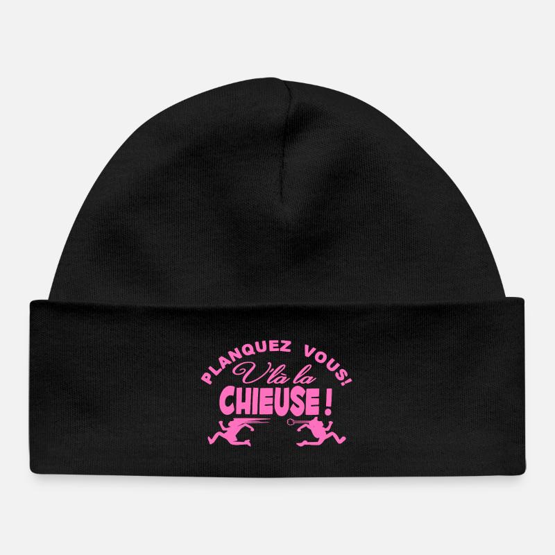 Planquez vous voilà la Chieuse cadeau t-shirt - Bonnet bébé bio - noir
