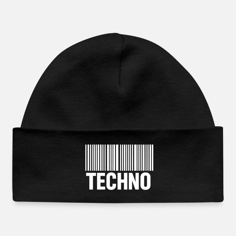 Techno Barcode Muster - Baby Organic Mütze - Schwarz