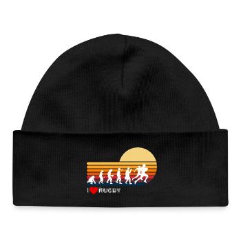 Rugby Retro Evolution Sunset - Baby Organic Beanie - black - Front