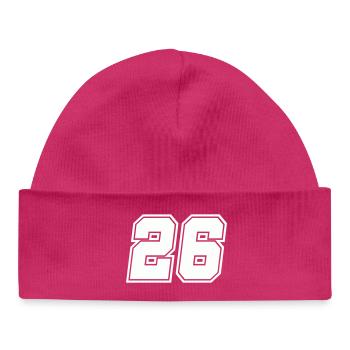 Number 26 - Baby Organic Beanie - hot pink - Front