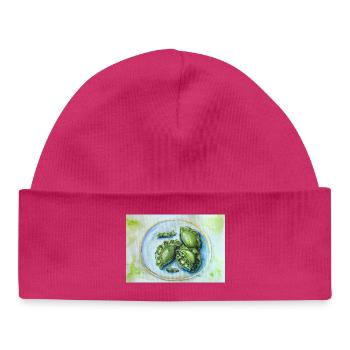 Vibrant Green Dumplings: Watercolor Food Art - Baby Organic Beanie - hot pink - Front