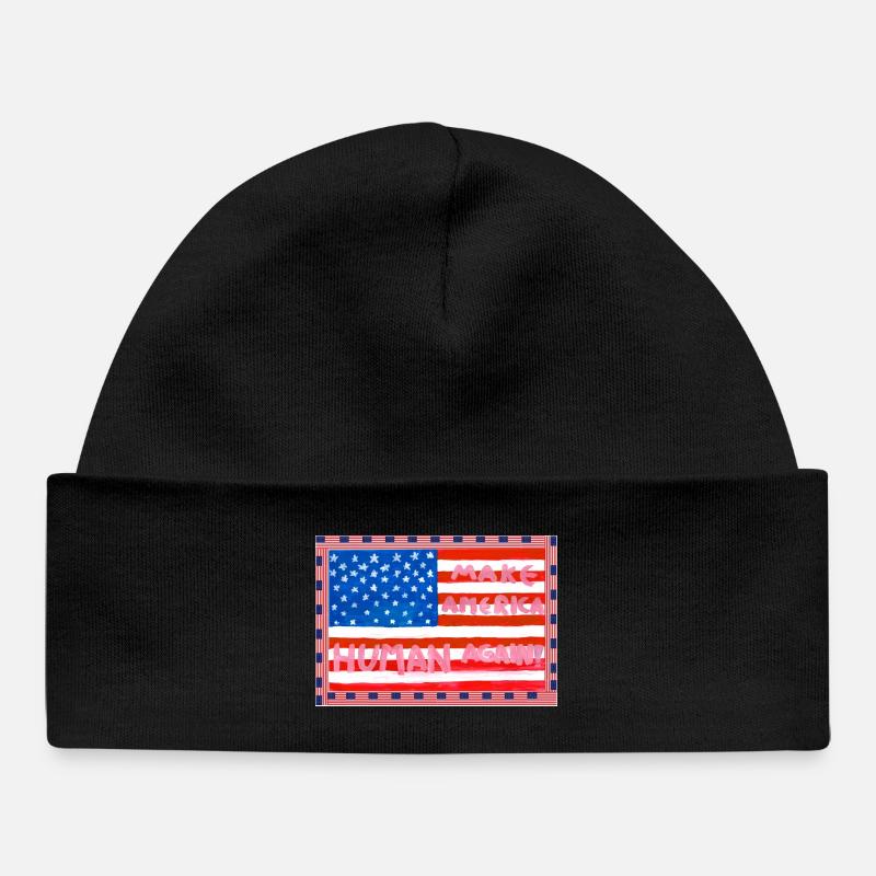 MAKE_AMERICA_HUMAN_AGAIN _A5 - Baby Organic Beanie - black