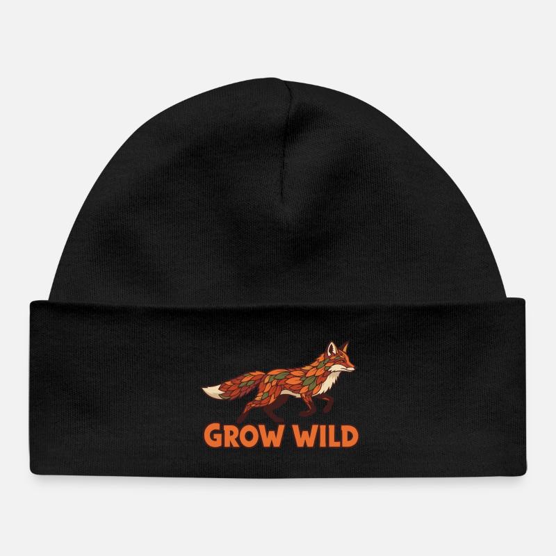 Forest Fox Patchwork Grow Wild - Baby Organic Beanie - black
