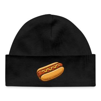 Hot Dog Cartoon Illustration - Baby Organic Beanie - black - Front