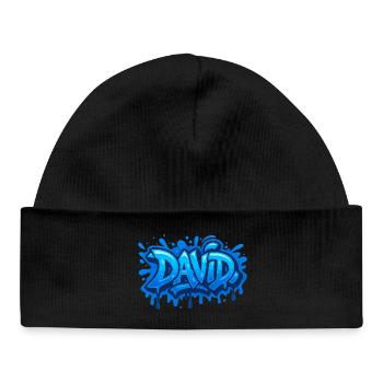 Graffiti DAVID Name Gift Ideal Printable - Baby Organic Beanie - black - Front