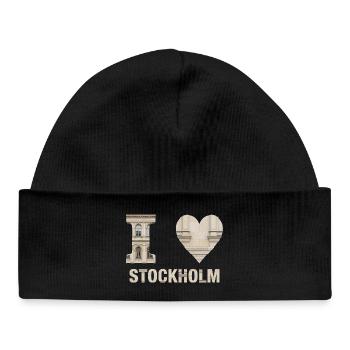 I Love Stockholm – Nordic Architectural Design - Baby Organic Beanie - black - Front