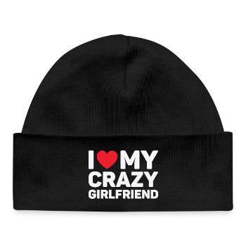 I Love My Crazy Girlfriend Cadeau Saint Valentin - Bonnet bébé bio - noir - Devant